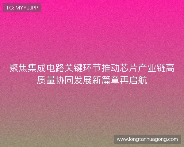聚焦集成电路关键环节推动芯片产业链高质量协同发展新篇章再启航 聚焦集成电路关键环节推动芯片产业链高质量协同发展新篇章再启航